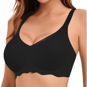 Womens Wireless Seamless Bras No Underwire V Neck Push Up Bras Full Coverage Bralettes Adjustable Supportive T Shirt Bra (Large) Womens Wireless Seamless Bras No Underwire V Neck Push Up Bras Full Coverage Bralettes Adjustable Supportive T Shirt Bra (Large)