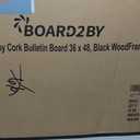 Board2by Cork Board Bulletin Board 36 x 48, Black Wood Framed 4x3 Corkboard, Foldable Office Board for Wall Decor, Large Wall Mounted Notice Pin Board with 36 Push Pins for School, Home & Office, 48" x36"
