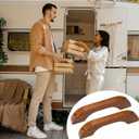 2 Pcs Teak Handrail Wooden Handles Solid Teak Grab Handle Brown Wood Handrail with Screws and Nuts for Marine RV Boating Armrest Accessories