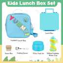 Bento Lunch Box with 10oz Soup Thermo for Kids Insulated Lunch Bag & Foldable Silicone Cup Food Leak Proof Food Container with 5 Compartment for Kid to Shool Travel