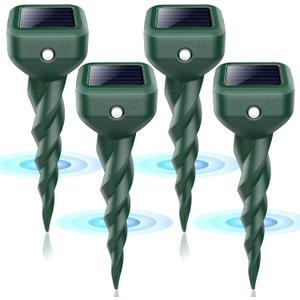 Solar Powered, Waterproof Ultrasonic Deterrent Stake, Sonic Spikes for Lawns Garden