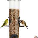 MIXXIDEA Metal Wild Bird Feeders, Squirrel Proof, Hanging 6 Port Tube Transparent Finch Feeders for Attracting Birds in Your Lawn, Garden, Balcony Coffee