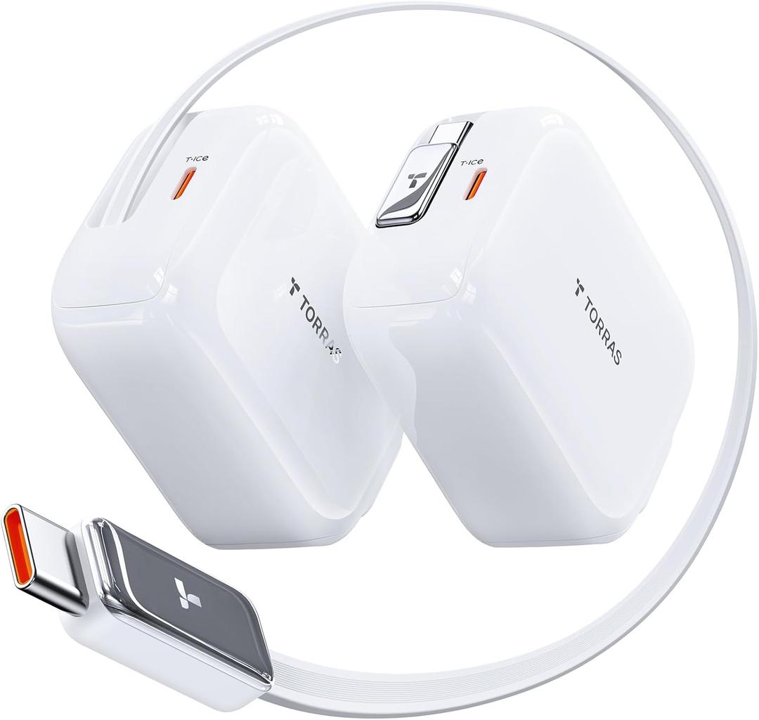 TORRAS FlexLine 67W Retractable USB C Charger Block,for Samsung Galaxy S26 Ultra Charger Fast Charging, GaN Ⅲ USB C Cable with DualPort for iPhone 17 Pro Max, iPhone 16, MacBook Pro,iPad, 39.37in