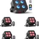 Mini Rechargeable Par Lights, 4 * 18W RGBWA UV 6 in 1 Battery Powered Upights, APP & Wireless DMX & Remote Control Stage Lights & Lightweight RGBW 4 in 1 LED Stage Lights