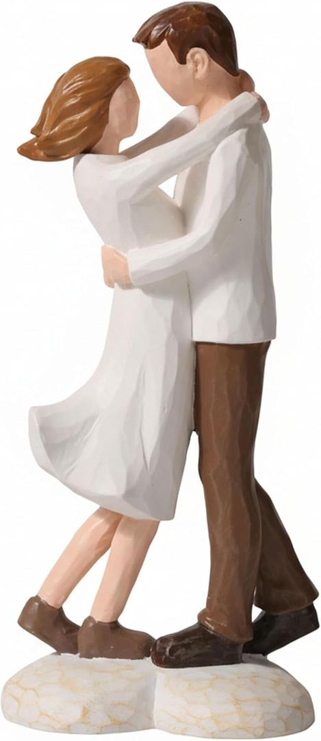 Creative Resin Couple Figurine Love Sculpture Modern Home Accent Romantic Handcrafted Gift for Wedding Valentines Surprise Minimalist Desk Ornament