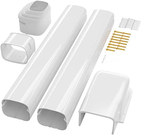 Cestluck 4'' 7.5 Ft Mini Split Line Set Cover, PVC & PP Line Cover Set Universal for Mini Split AC & Central AC