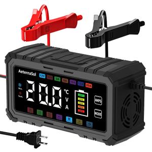 20A Smart Car Battery Charger 12V/24V Battery Charger, Automatic Battery Maintainer Desulfator Compatible with LiFePO4, AGM, Gel, Lead-Acid, Trickle Charger for Truck, Motorcycle, RV, Boat