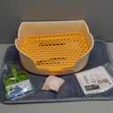 Large Rabbit Litter Box Bunny Potty Training Corner Litter Pan with Drawer Comes with Liners Rabbit Pee Pads, Small Animal Bedding Toilet for Adult Guinea Pig, Ferret, Hamster, Bunnies