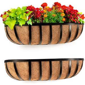 Railing Planter Window Box Deck Balcony Rail Planter 24 Inch for Porch Fence Patio Outdoor 2 Pack