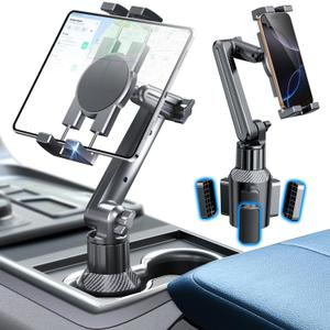 eSamcore Cup Holder Tablet Mount for Truck, Car Tablet Holder with Adjustable 15" Height 360 Rotation Stand, 0.9" Depth Clamp Fit for iPad Air/Pro/Mini 4.7"-12.9" Foldable Phone iPhone