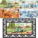 Tinideya Doormat Inserts Seasonal Entrance Doormats Spring Summer Interchangeable Welcome Doormats Welcome Mat for Holiday Front Door Entrance Decor, 22 x 10 Inches(No Frame)(Truck)