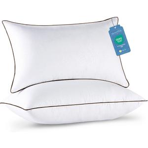 JOLLYVOGUE Pillows Queen Size Set of 2 for Sleeping, Soft and Supportive Bed Pillow with Down Alternative Filling for Side and Back Sleepers, Hotel Collection (01 - Classic Design)