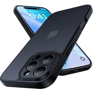 Shockproof for iPhone 16 Pro Case, [Full Camera Protection] [Military-Grade Drop Protection] Protective Anti-Yellow Slim Translucent Skin-Friendly for iPhone 16 Pro Phone Case, Black