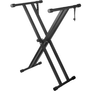 Piano Keyboard Stand Double X Heavy Duty Keyboard Stand with Locking Straps, 7 Adjustable Heights
