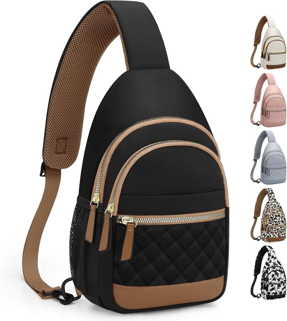 Capolo Sling Bag for Women Men Waterproof Crossbody Bags for Women Trendy Casual Fanny Pack with Convertible Shoulder Strap Chest Bag for Travel Hiking(Black, Large)