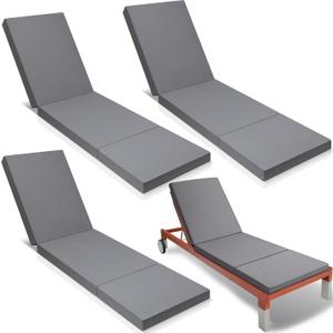 Pinkunn Chaise Lounge Cushion Waterproof Outdoor Lounge Chair Cushions 21 x 72 x 3 Inch Bench Seasonal Replacement Cushions for Summer Patio Bench Pool Beach (Dark Gray,4 Pcs)