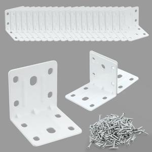 Alise 30PCS White L Brackets for Shelves, Heavy Duty Metal Shelf Brackets Corner Bracket, 90 Degree Joint Right Angle Bracket Small L Brackets for Wood Furniture Chair Drawer Cabinet (2X2 in)