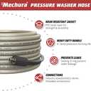 Pressure Washer Hose 50 FT, 1/4" PVC Gray Power Washer Hose, 3300 PSI Kink Resistant Pressure Water Hose, M22-14mm Extension Hose Replacement for Home Use