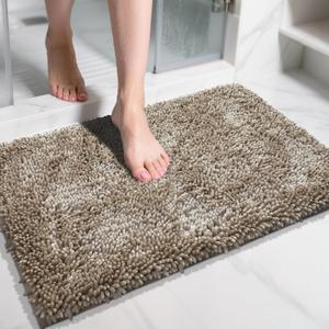 Yimobra Chenille Bathroom Rugs Non Slip, Extra Thick Soft Absorbent Bath Rug 31.5x20 Inch, Machine Washable Quick Dry Bath Mat for Bathroom Floor, Tub and Shower, Home Decor Accessories, Camel