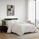 Vera Wang - Queen Comforter Set, Naturally Soft Cotton Bedding w/Matching Pillowcases, Crisp & Smooth w/a Lightweight Feel, 3 Piece Bed Set (Threaded Basketweave White)