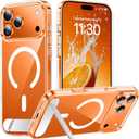 Temdan Designed for iPhone 17 Pro Case, [Built-in Invisible Kickstand][Compatible with MagSafe][Military Grade Shockproof] Slim Thin Phone Case 6.3 inch (Clear)