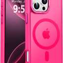 Newfuture Designed for iPhone 16 Pro Case with Magnetic [13 FT Military Drop Protection] [Compatible with Magsafe] Slim Translucent Matte Shockproof with Anti-Fingerprint Phone Case, Hot Pink