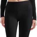 SUUKSESS Women 2 Piece Knit Sets Cropped Zip Up Hoodie Foldover Flare Leg Pants (Small, Black)