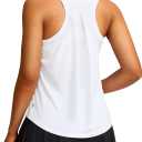 Women's Workout Tops Racerback Athletic Tank Tops Sleeveless Loose Fit Yoga Running Gym Shirts for Women (White, XL)