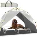 Canopy Shade Tent for Large XL XXL Jumbo Elevated Raised Dog Bed Cots, Quick Setup & No Assembly Needed, Outside Outdoor Cooling Camping Pet Sun Umbrella, Gray 70"X55" (Cots Not Included)