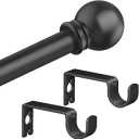 Matte Black Curtain Rods for Bedroom with Brackets,5/8 Inch Diameter Small Window Curtain Rod Adjustable 32 to 48 Inches,Easy Install Drapery Rods