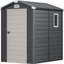 YITAHOME 4.4x6.2FT Outdoor Resin Storage Shed w/o Floor, All-Weather Plastic Shed with Lockable Doors, Window & Vents, Plastic Tool Shed for Backyard, Patio, Poolside, Lawn, Gray