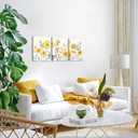 sechars Yellow Flower Canvas Wall Art Vintage Floral Painting Pictures Decor Modern Bedroom Bathroom Decoration (Yellow)