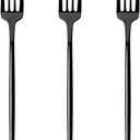 100 Count Black Plastic Forks, Heavy Duty Disposable Cutlery, Black Silverware Plastic Utensils for Party, Birthday, Wedding 