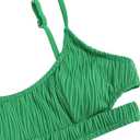 ZAFUL Women's Cutout Bikini Sets Scoop Neck Back Criss Cross Tie Ribbed High Cut Bikini Swimsuit Two Piece Bathing Suits (Green, XL)