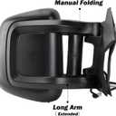 Passenger Right Side Mirror for 2019 2020 2021 2022 RAM Promaster 1500 2500 3500,Power Door Mirror with Heated,Turn Signals Light,Replaces# FO1321536(Long Arm)