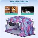 Bed Tent,Portable Privacy Sleeping Bed Canopy,Blackout 90% Drapes for Kids and Adult,Indoor Space Tent with Breathable Large Mesh Windows (Tw", Unicorn)
