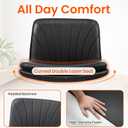 Orange Factory Criss Cross Chair with Wheels Comfy Wide Vanity Desk Chair Dual Base Leather Armless Adjustable Swivel for Home Computer Task (Black Pu, Faux Leather), 34 Inches X 23 Inches X 19 Inches