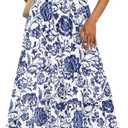 BTFBM Summer Dresses for Women 2026 Sleeveless Boho Floral Maxi Wedding Guest Dress Beach Vacation Clothes with Pockets (Medium, Floral White Blue)