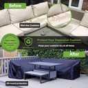 Enzeno Garden L-Shape Furniture Cover Waterproof, 420D Heavy Duty Oxford Fabric Outdoor Rattan Corner Sofa Cover with Waterproof Tape (Black, 83x102x34inch)