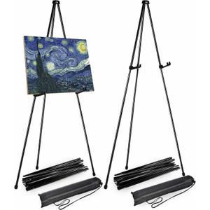 CertBuy 2 Pack Easel for Signs, 63 Inch Picture Stands for Display, Black Easel Stand for Wedding Sign & Poster, Steel Folding Easel for Wedding Painting Pictures, Arts & Crafts Easels