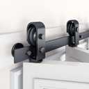 EaseLife 36" Bi-folding Sliding Barn Door Hardware Track Kit - Top Mount Roller, Heavy Duty, Slide Smoothly Quietly, Easy Install, Black