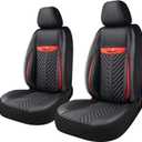 PU Leather Car Seat Covers Front Set Waterproof seat Cover for Cars3D Foam Support Automotive seat Covers Airbag Compatible, Universal Fit for Cars SUVs Trucks SedansBlack/Red