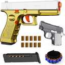 Fidget Toy, 2 Pack Shell Ejecting Toy with 10 Shell Casings, No Bullets, Non-Firing Toy Pistol Can be Loaded But Can't be Fired, Toys for Kids, Gold