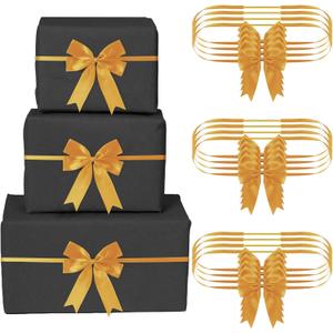 Jetec 24 Pieces Christmas Elastic Bows for Gift Boxes Red Stretch Loops Christmas Elastic Bows for Decoration Gift Wrapping(16-20 Inch,Gold)