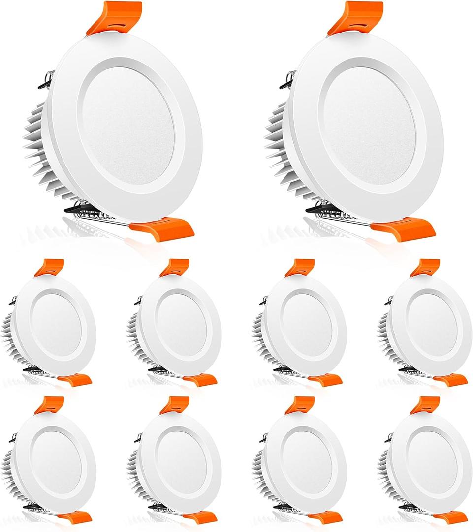 2 Inch LED Downlight, 3W Recessed Lighting Dimmable Ceiling Light Kit, 3000K Warm White, CRI80 LED Can Lights with LED Driver(35W Halogen Equivalent), 10 Pack