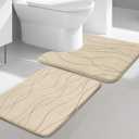YIHOUSE Memory Foam Bathroom Rug Sets 2 Piece, Ultra Absorbent Bath Mat for Bathroom - Non-Slip Machine Washable & Dry Quickly, 2 Piece Bathroom Mat Set,Khaki (1'5" x 2')