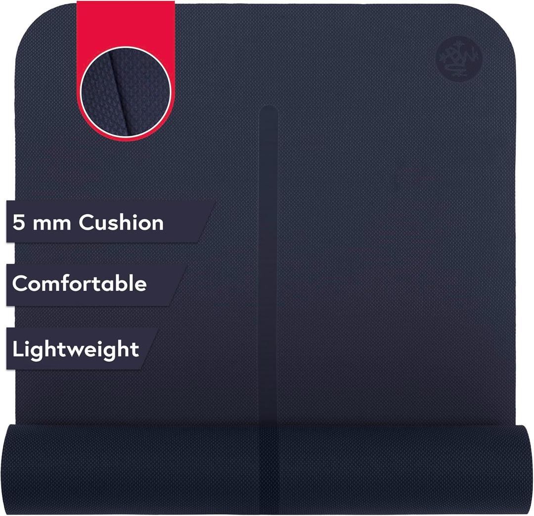 Manduka Begin Yoga Mat 68" - 5mm Cushioning | Comfortable, Lightweight & Reversible with Alignment Stripe | Budget-Friendly | 68 x 24 inches