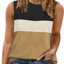 DOLNINE Plus Size Tank Tops for Women Summer Sleeveless Color Block Shirts Casual Fashion Ribbed Knit Blouses Loose Fit Tunic (Black, XL)