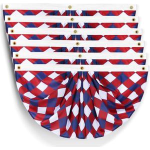 USA Patriotic Bunting Fan Flags 1.5x3 Ft Banner American Independence Day 4th of July Veterans Day Decorations Celebration Stars Party Supplies for Home Balcony Decor (Plaid-6)