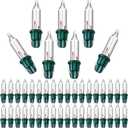 Mudder 200 Pieces 2.5V Replacement Christmas Tree Light Bulbs 50/100/150/200 Count Mini Incandescent Wire String Light Replacement Bulbs for Xmas Tree Decoration (Green Base with Warm White Bulb)